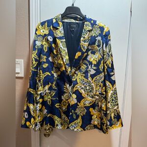 Preowned Banana Republic Golden Floral Print 1-Button Blazer Size 14